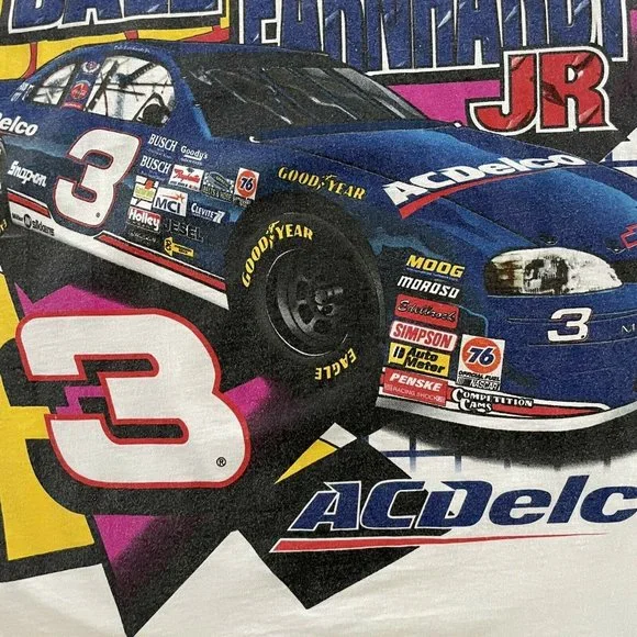 Vintage 1998 Dale Earnhardt Jr #3 ACDelco Chase T-Shirt 2XL 90s NASCAR ALL OVER - Picture 3 of 9